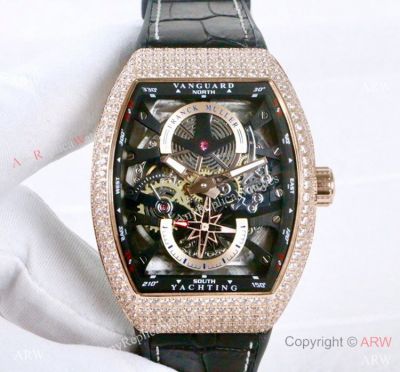 Clone Franck Muller Vanguard Yachting Anchor Skeleton Diamond Watch ARW Watches